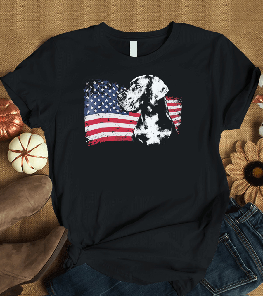 Great Dane American Flag Patriotic T-Shirt