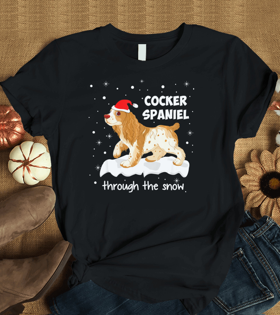 Cocker Spaniel Through the Snow Fun Xmas Idea T-Shirt