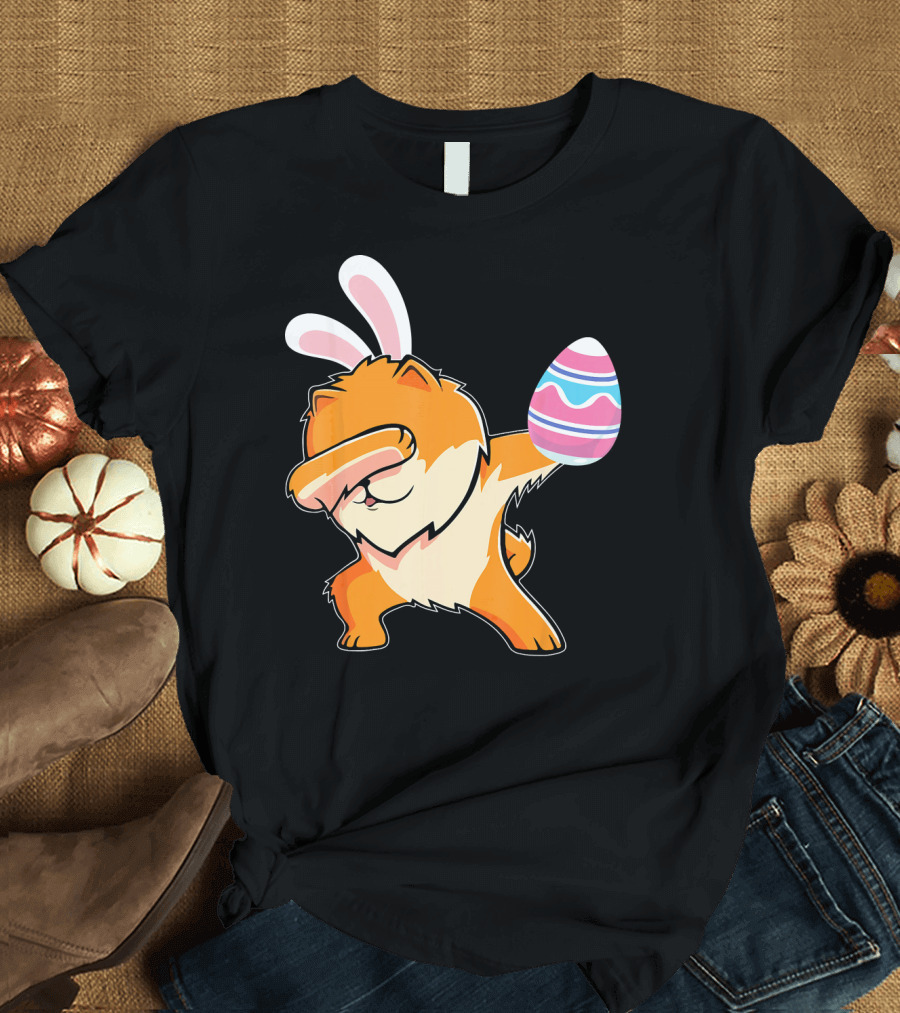 Easter Bunny Dabbing Pomeranian with Easter Egg T-Shirt
