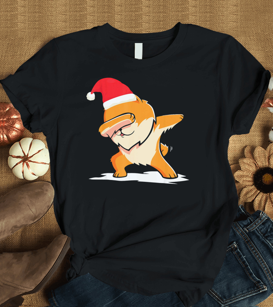 Funny Dabbing Pomeranian Santa Christmas T-Shirt