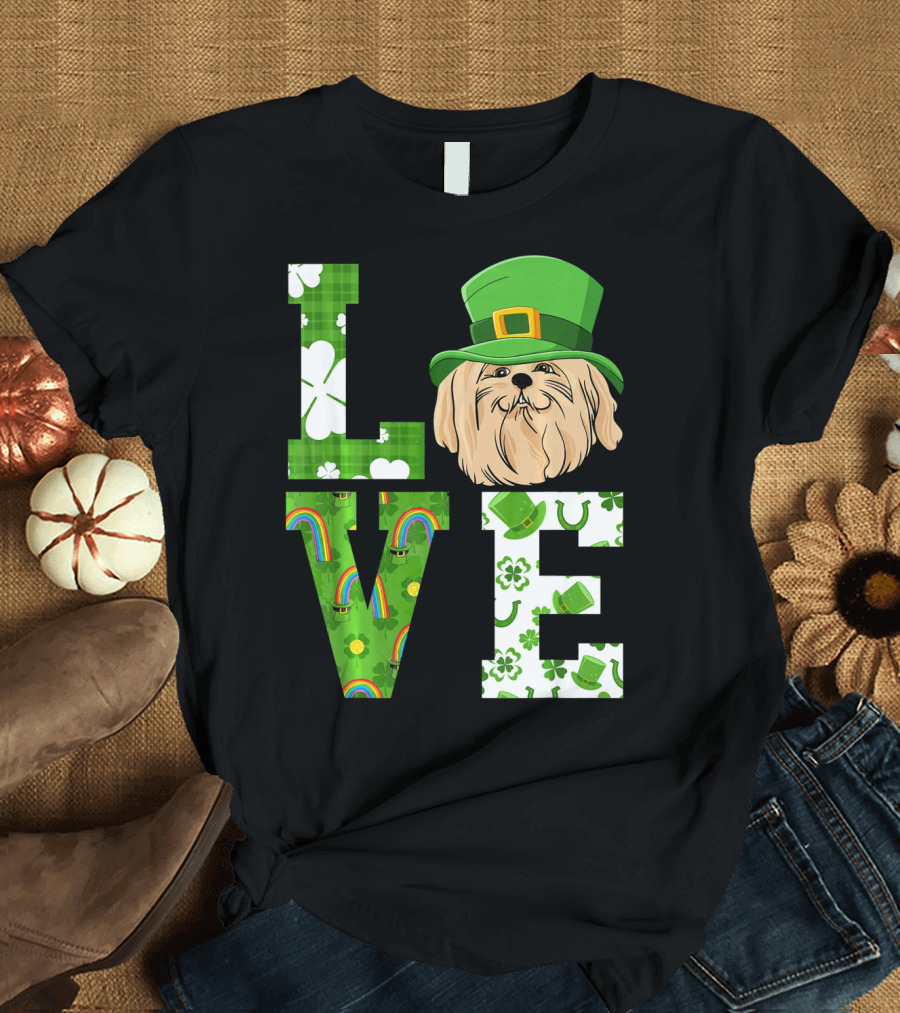 Love Maltese St Patricks Day Shamrock Rainbow Hat Clover T-Shirt