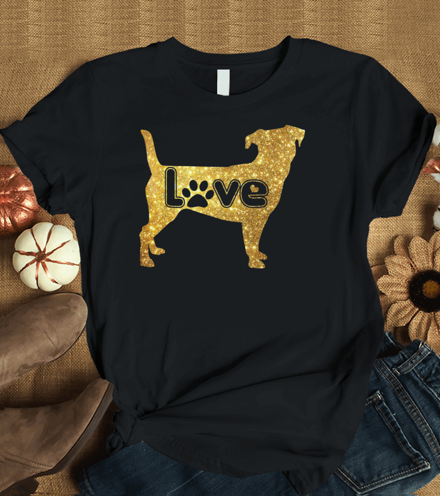 Jack Russell Terrier Love Gold Sparkle T-Shirt