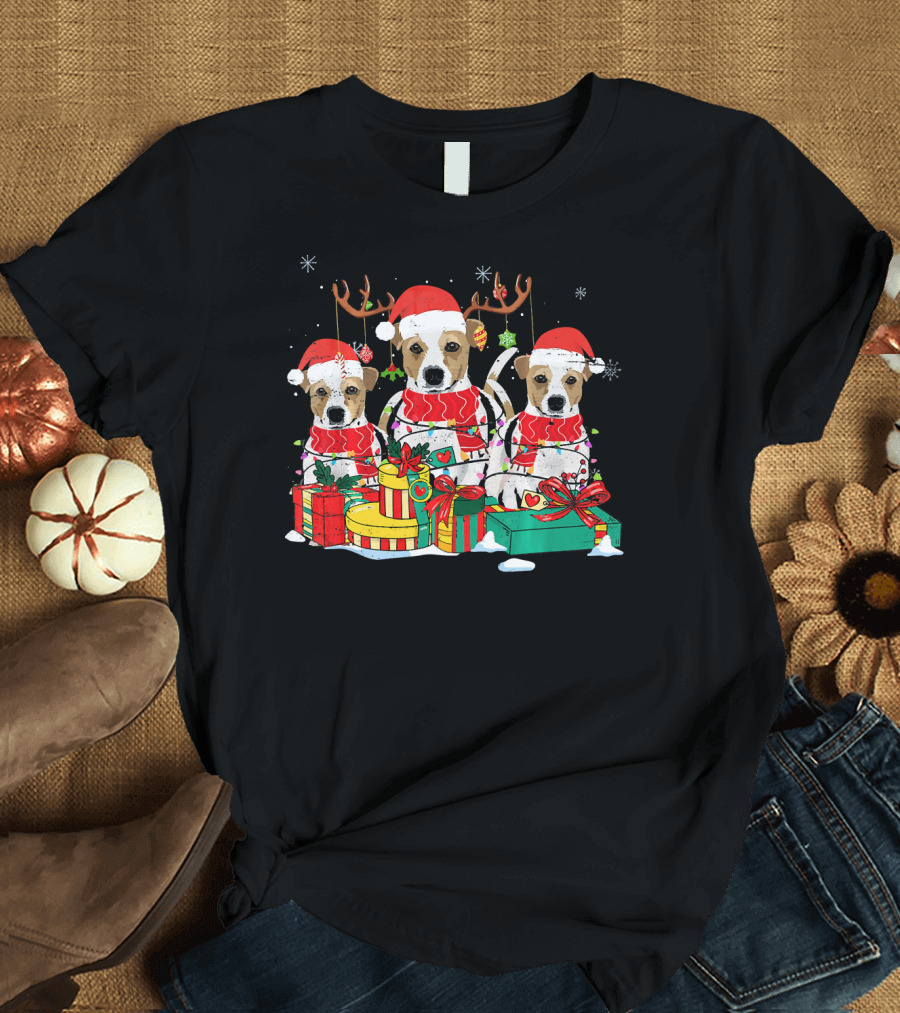 Jack Russell Christmas Santa Hat Festive Box Trio T-Shirt