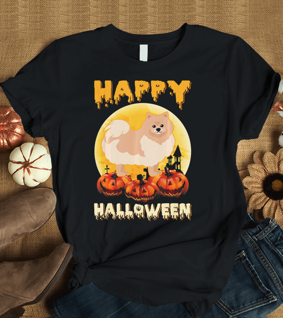 Happy Halloween Pomeranian Dog Pumpkins T-Shirt