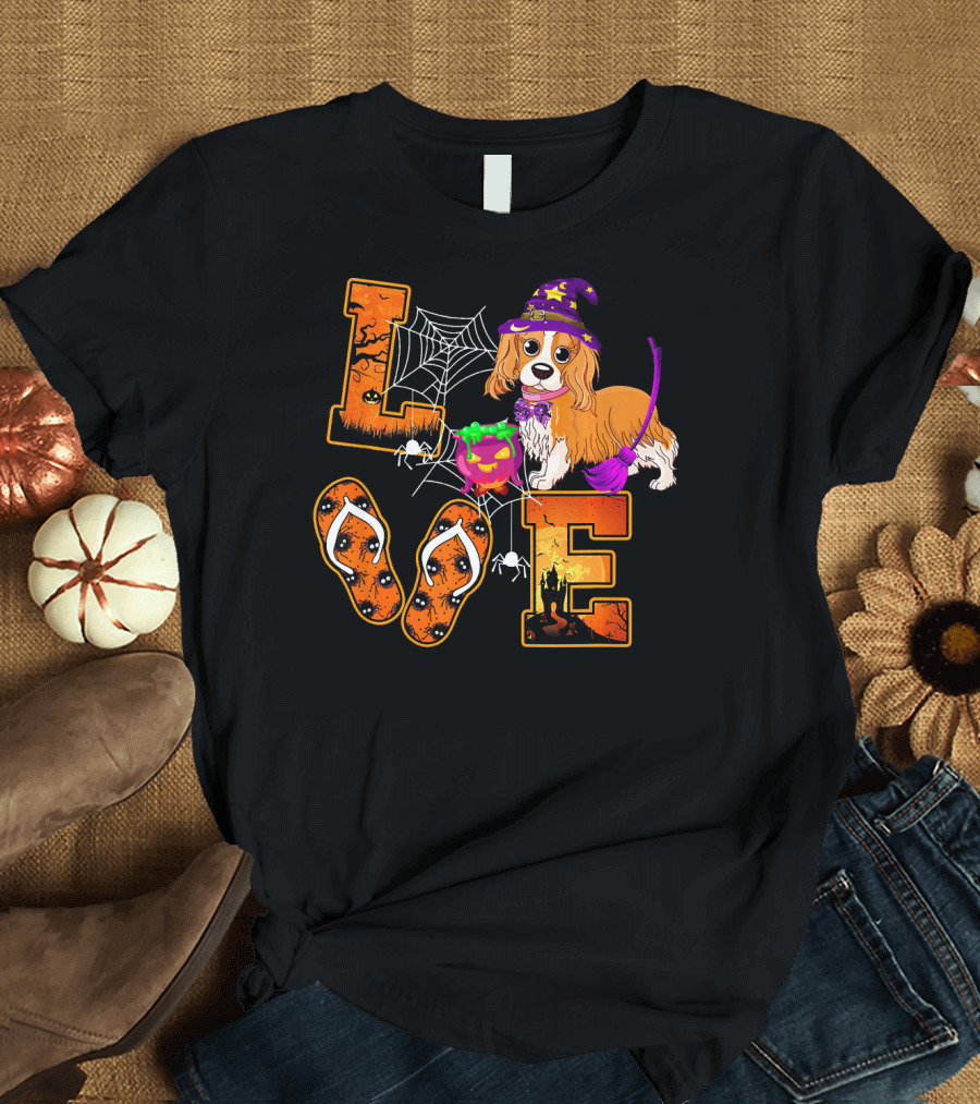LOVE Cavalier King Charles Spaniel Dog Halloween T-Shirt