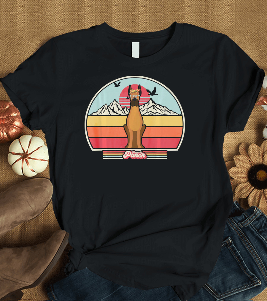 Paws and Punch Great Dane Retro Mountains Sunburst T-Shirt