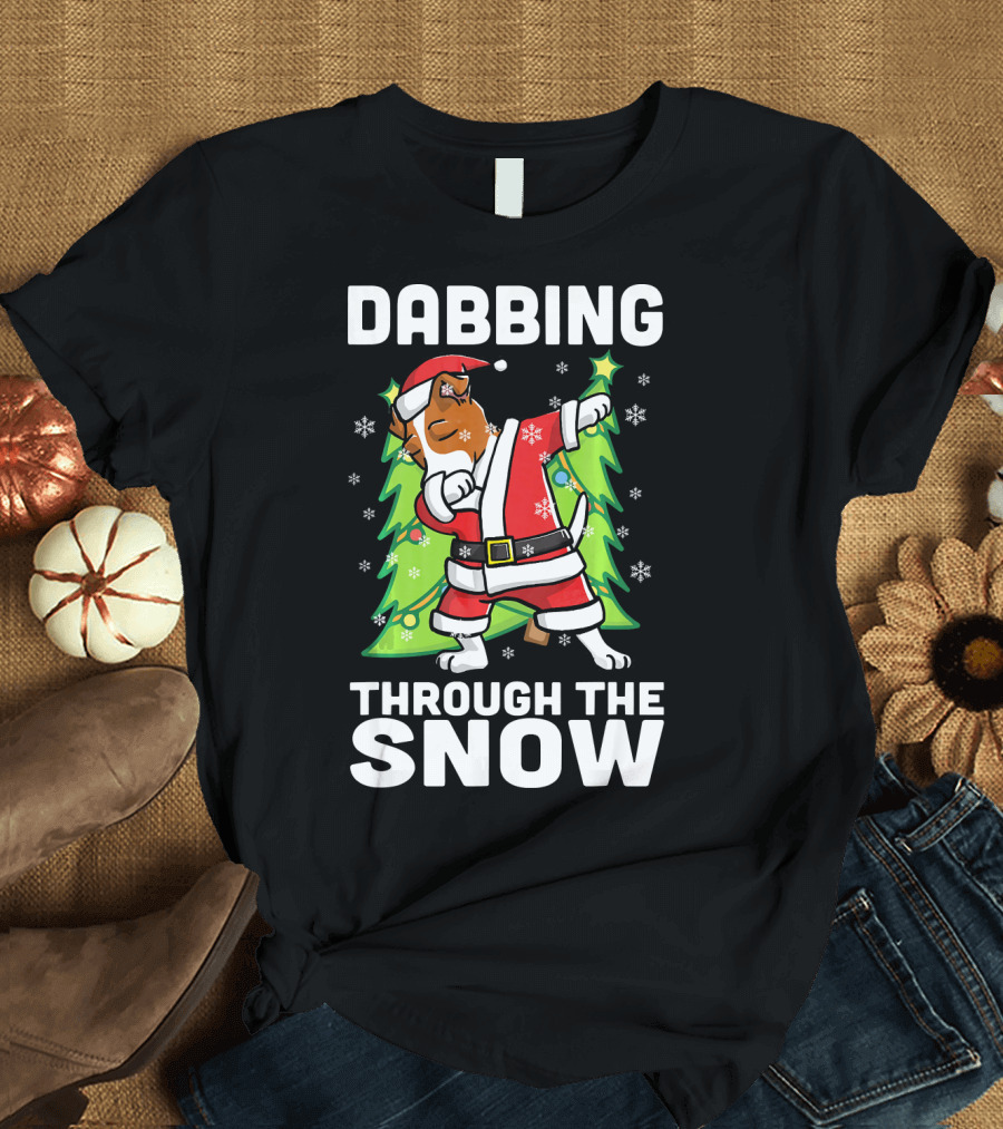 Dabbing Through the Snow Jack Russell Terrier Santa Christmas T-Shirt