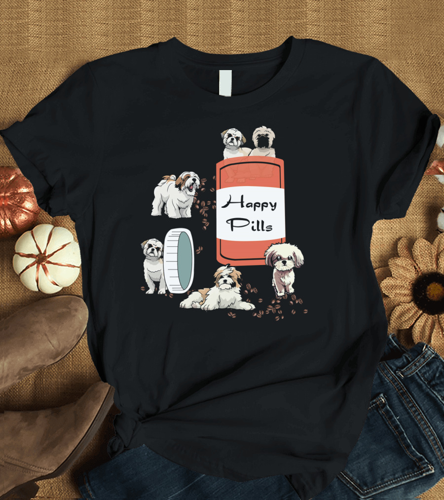 Happy Pills Shih Tzu Dogs and Bottle T-Shirt