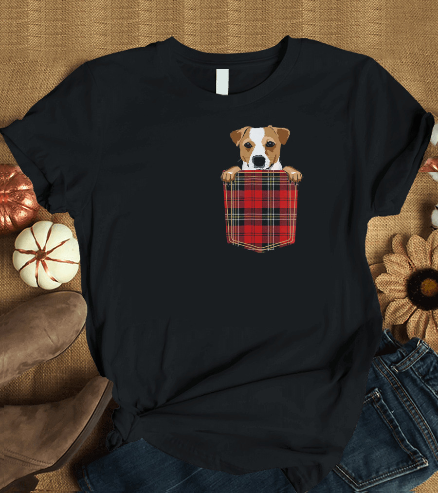 Jack Russell Terrier In Your Plaid Pattern Pocket T-Shirt