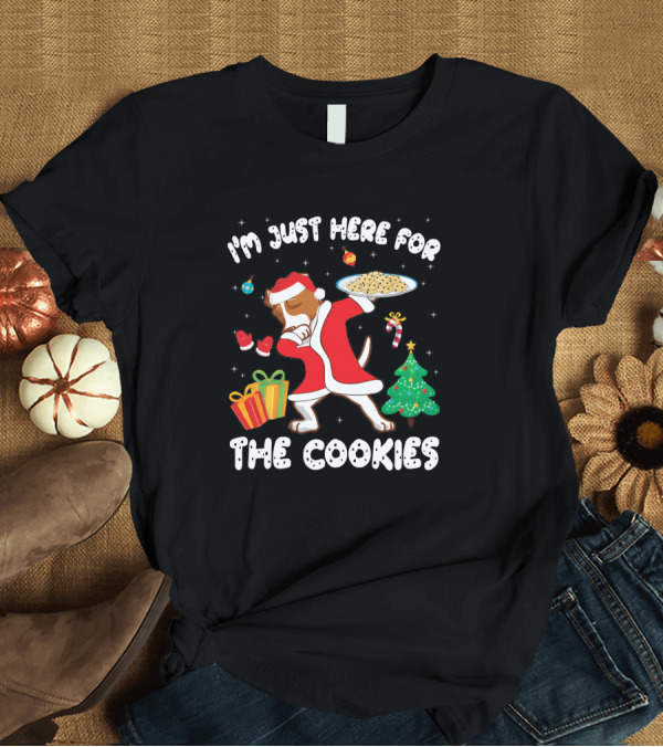 T-Shirt: I'm Just Here For The Cookies Jack Russell Terrier Dabbing Santa Christmas Gifts Tree T-Shirt I'm Just Here For The Cookies Jack Russell Terrier Dabbing Santa Christmas Gifts Tree T-Shirt