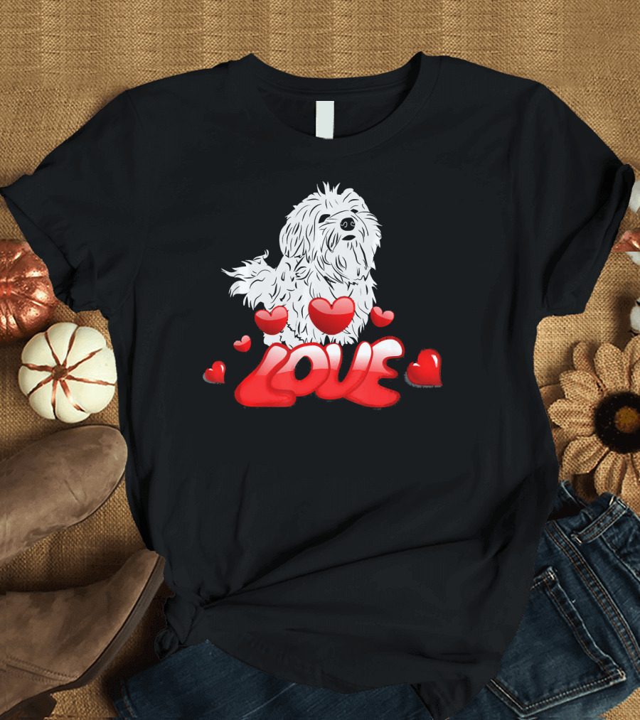 Maltese Dogs Love Hearts I Love Maltese T-Shirt