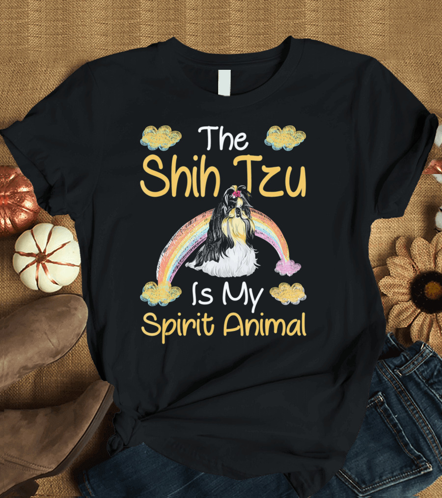 The Shih Tzu Is My Spirit Animal Rainbow Clouds T-Shirt