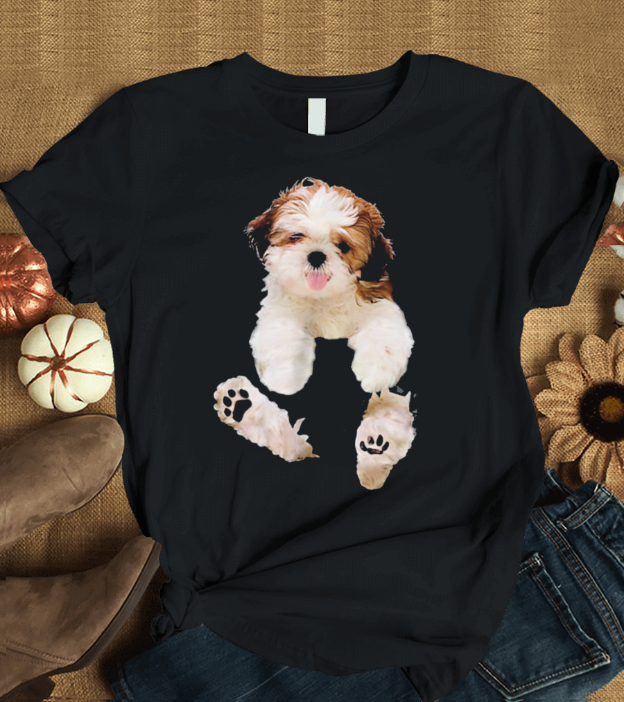 Shih Tzu Puppy Paws in Pocket T-Shirt