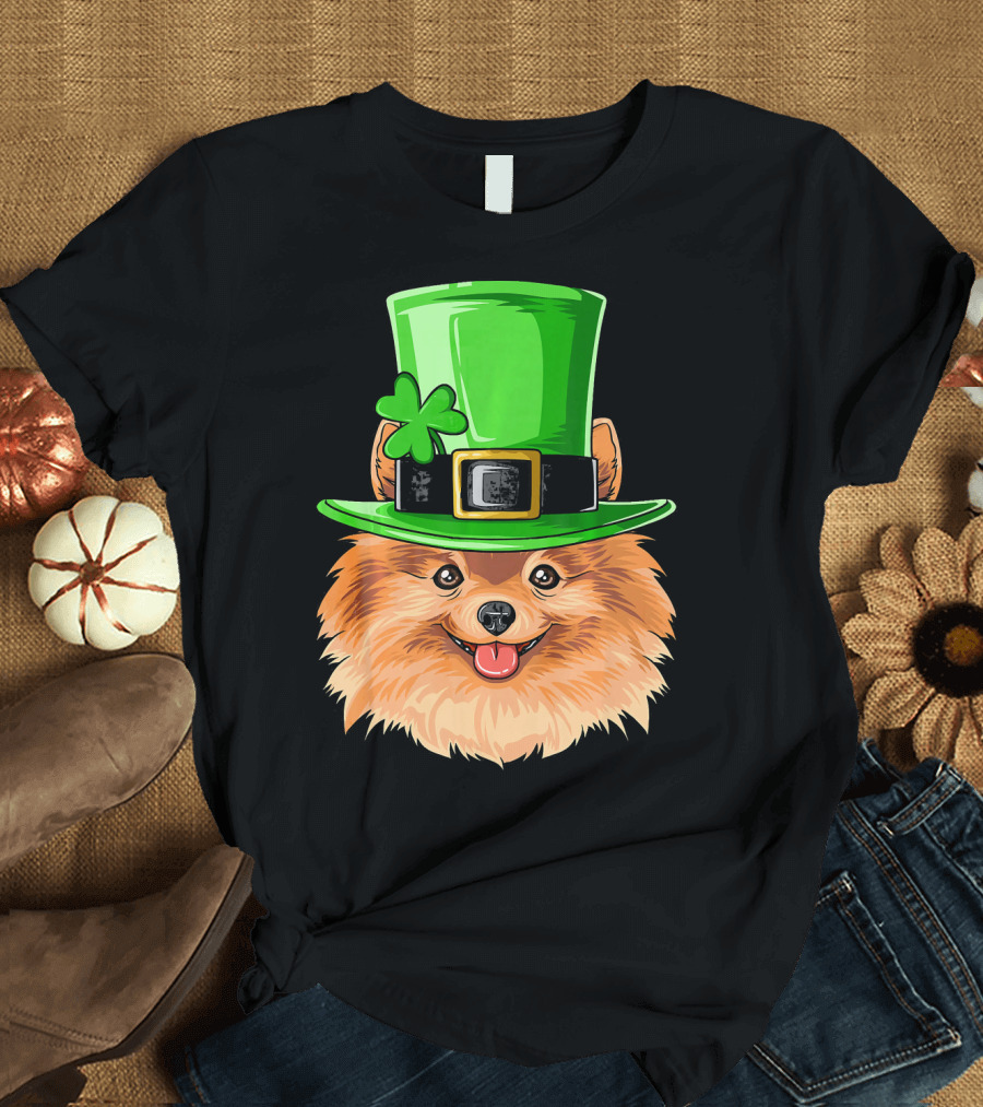 Pomeranian St. Patricks Day Irish Leprechaun Hat T-Shirt