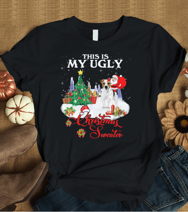 T-Shirt: THIS IS MY UGLY CHRISTMAS SWEATER Santa Riding Jack Russell Terrier T-Shirt THIS IS MY UGLY CHRISTMAS SWEATER Santa Riding Jack Russell Terrier T-Shirt