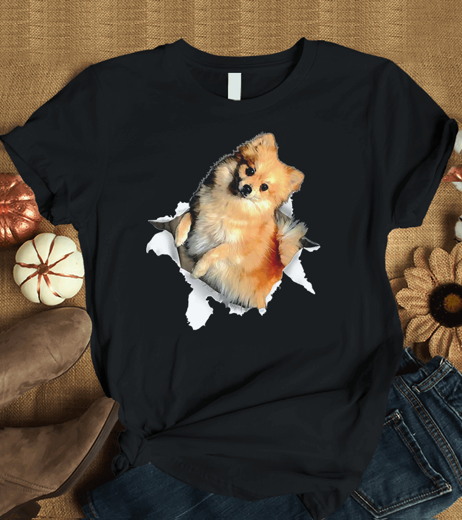 Pomeranian Torn Dog T-Shirt