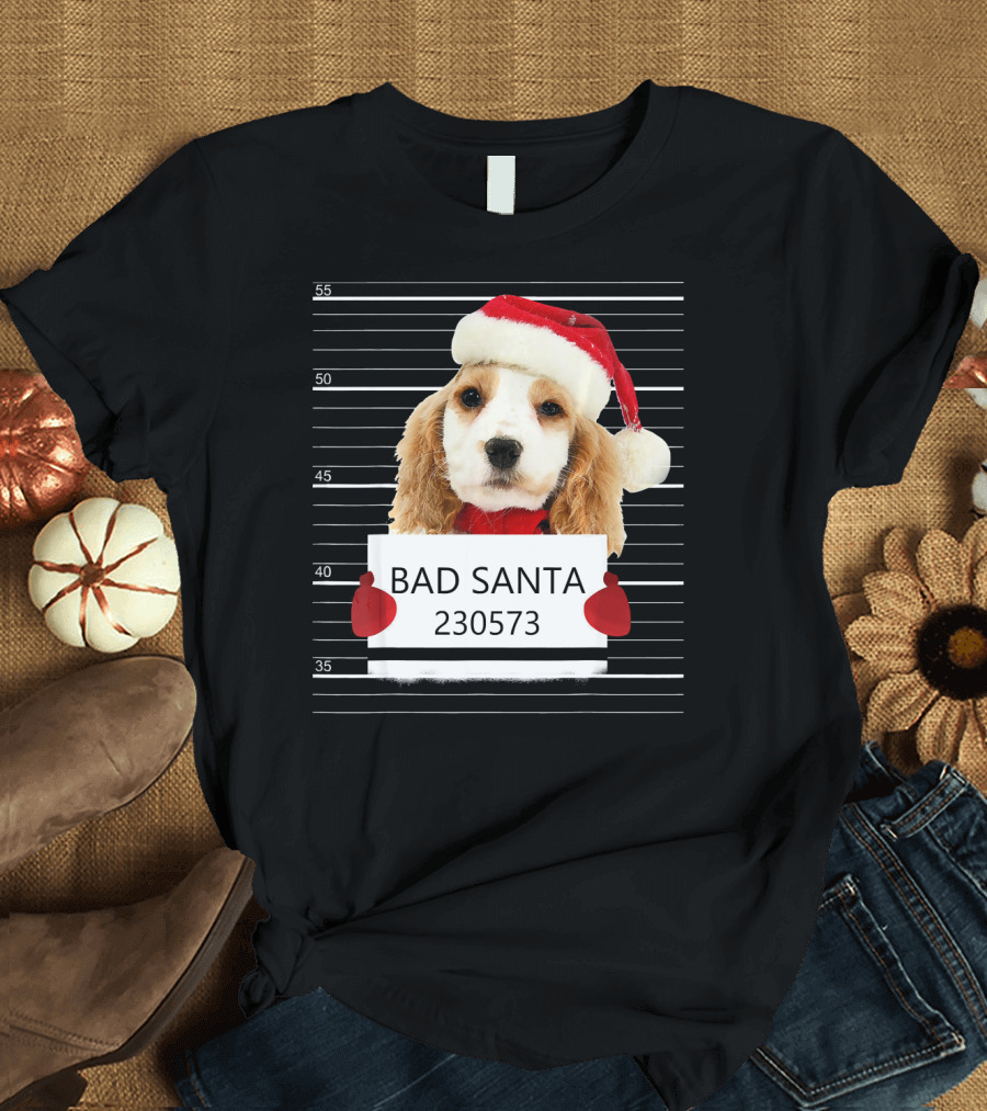 Cocker Spaniel Bad Santa 230573 Mugshot T-Shirt