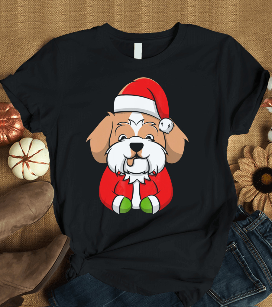 Merry Christmas Shih Tzu in Santa Costume T-Shirt