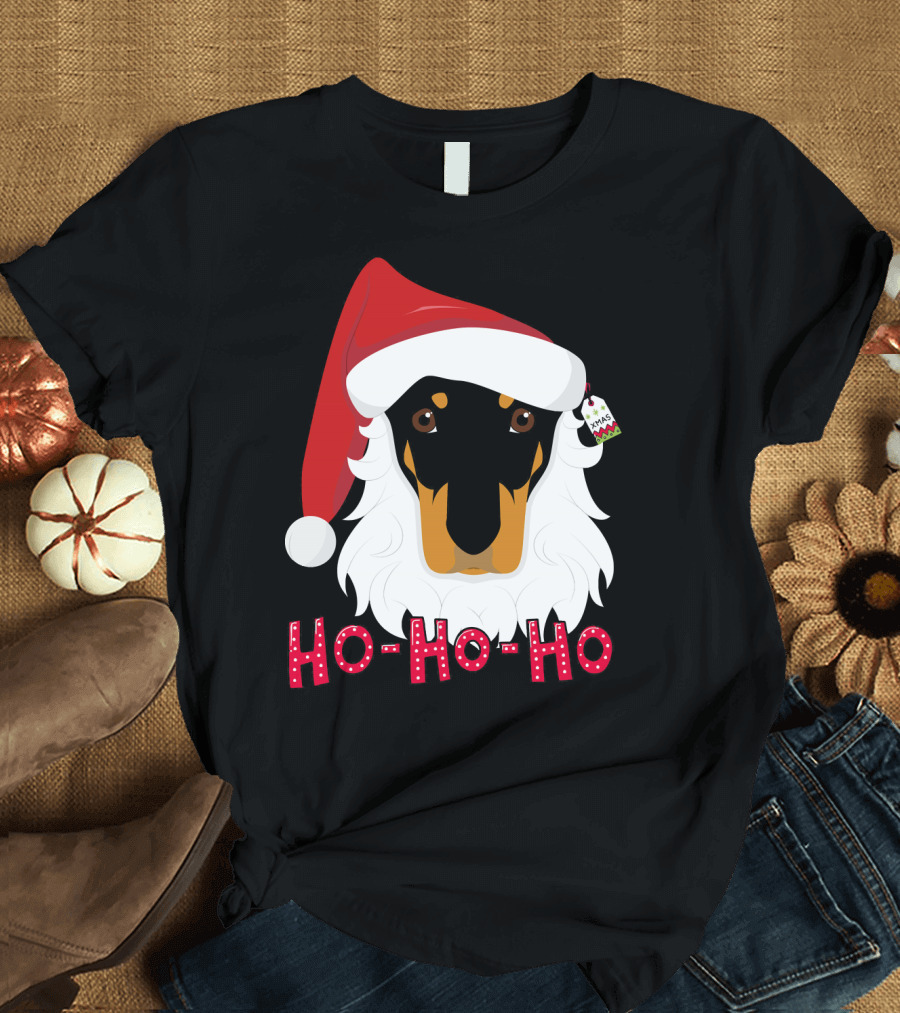 Merry Christmas Ho Ho Ho Doberman Santa Hat Xmast T-Shirt
