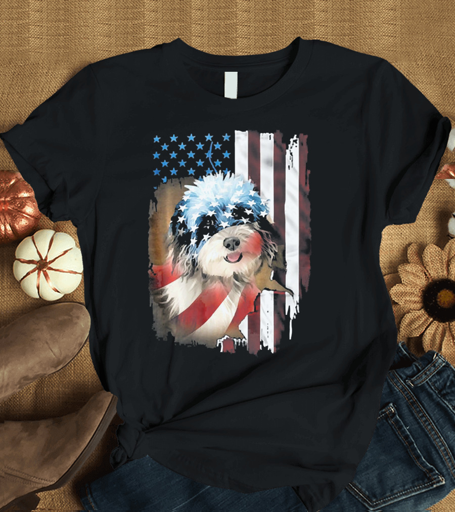 Vintage USA Shih Tzu American Flag T-Shirt