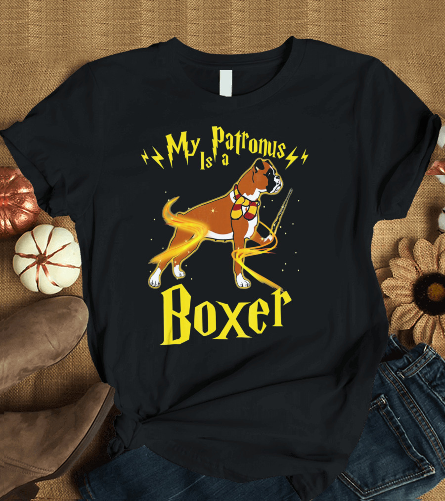 My Patronus Is A Boxer Boxer Wand Lightning Bolt Magic Dog T-Shirt