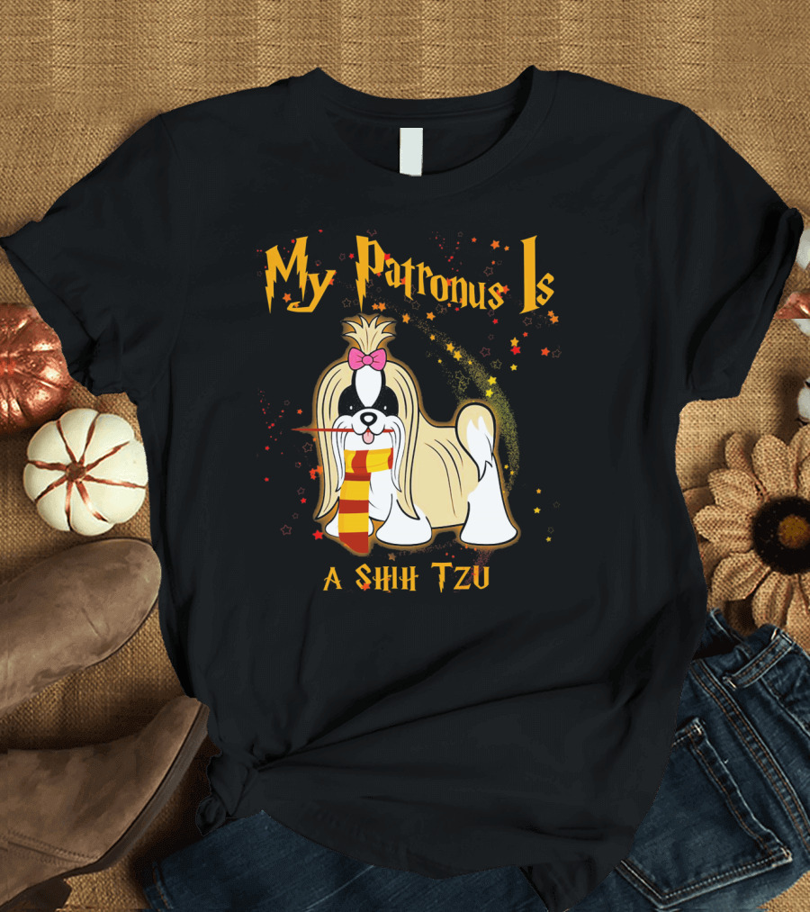 My Patronus Is a Shih Tzu Dog with Scarf and Stars T-Shirt
