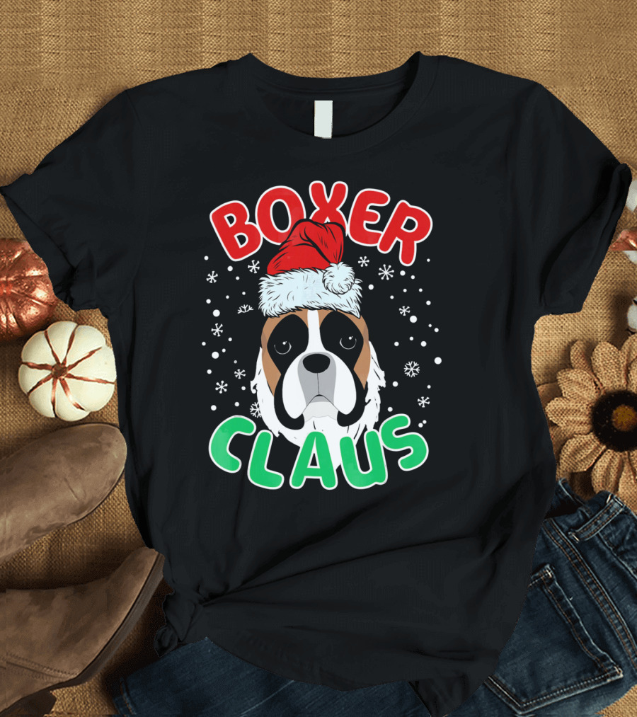 Boxer Claus Christmas Dog Boxer College T-Shirt