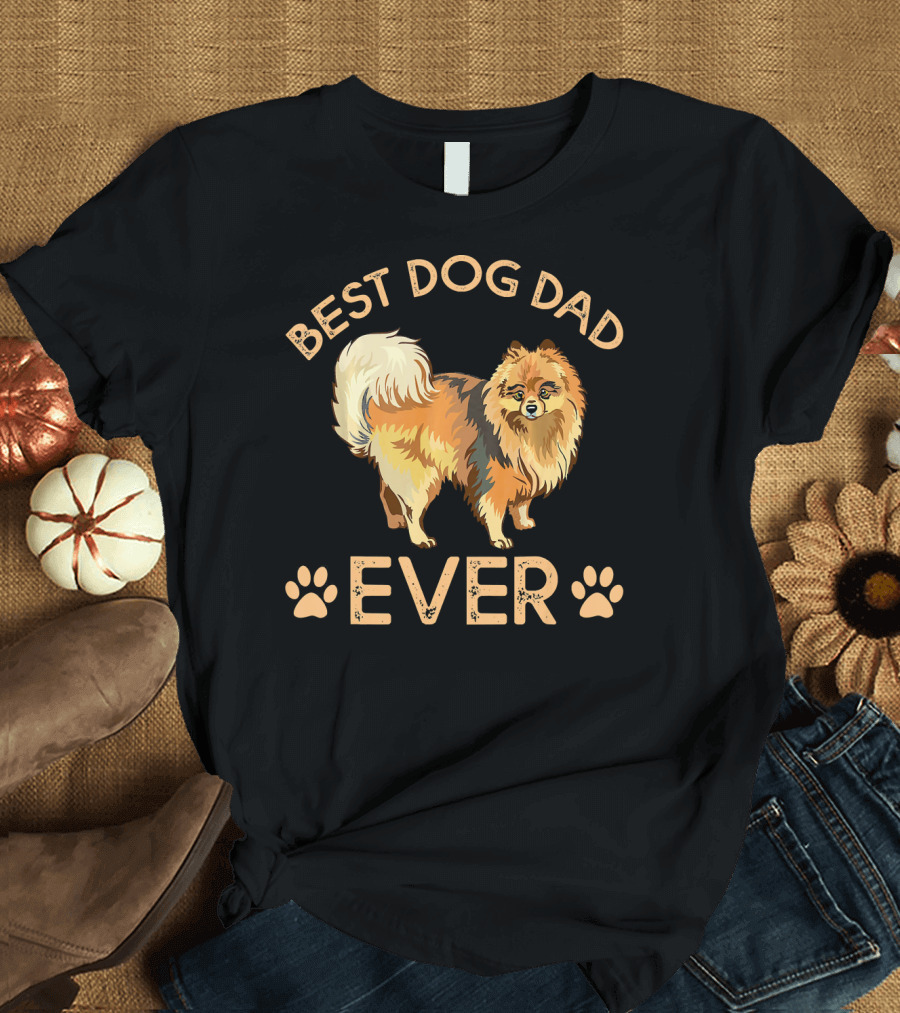 Best Dog Dad Ever Pomeranian Paw Prints T-Shirt