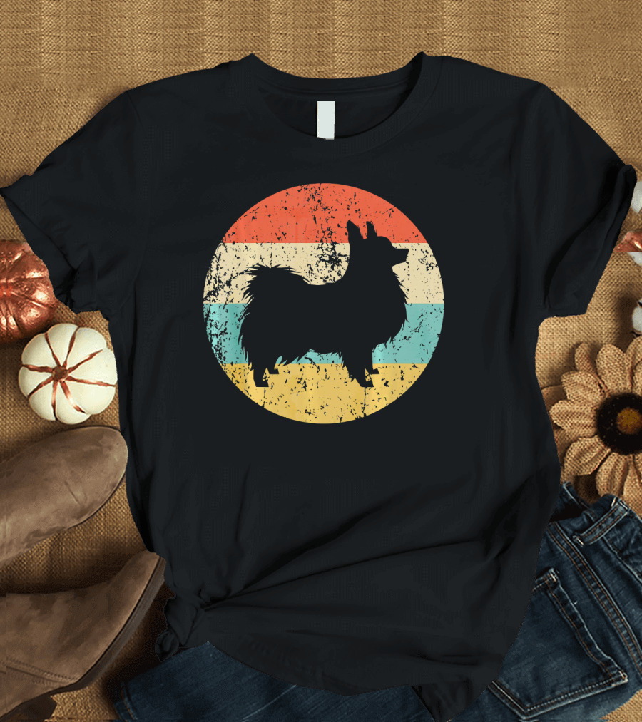 Papillon Vintage Retro Style with Striped Circle Background T-Shirt
