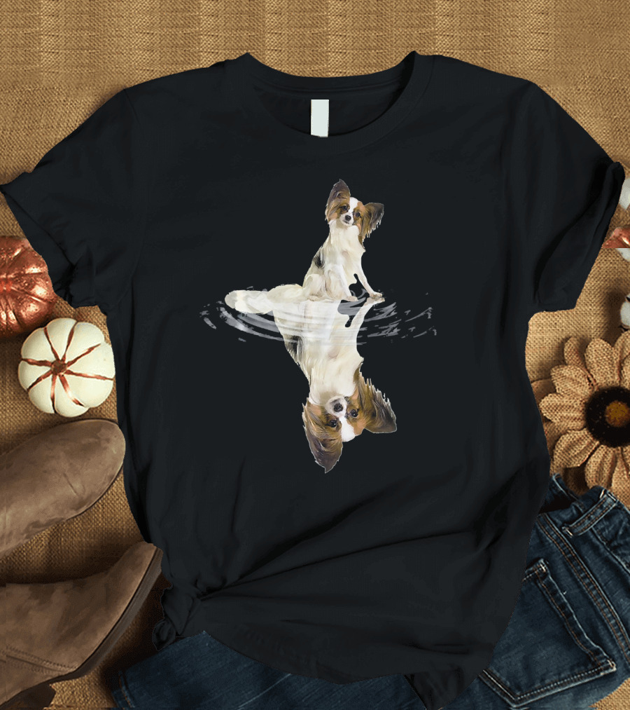 Papillon Reflection Father Dog Humor T-Shirt
