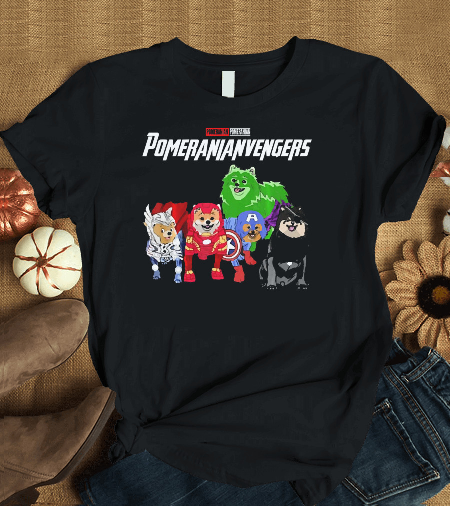 Pomeranianvengers Pomeranian Dog Superhero T-Shirt