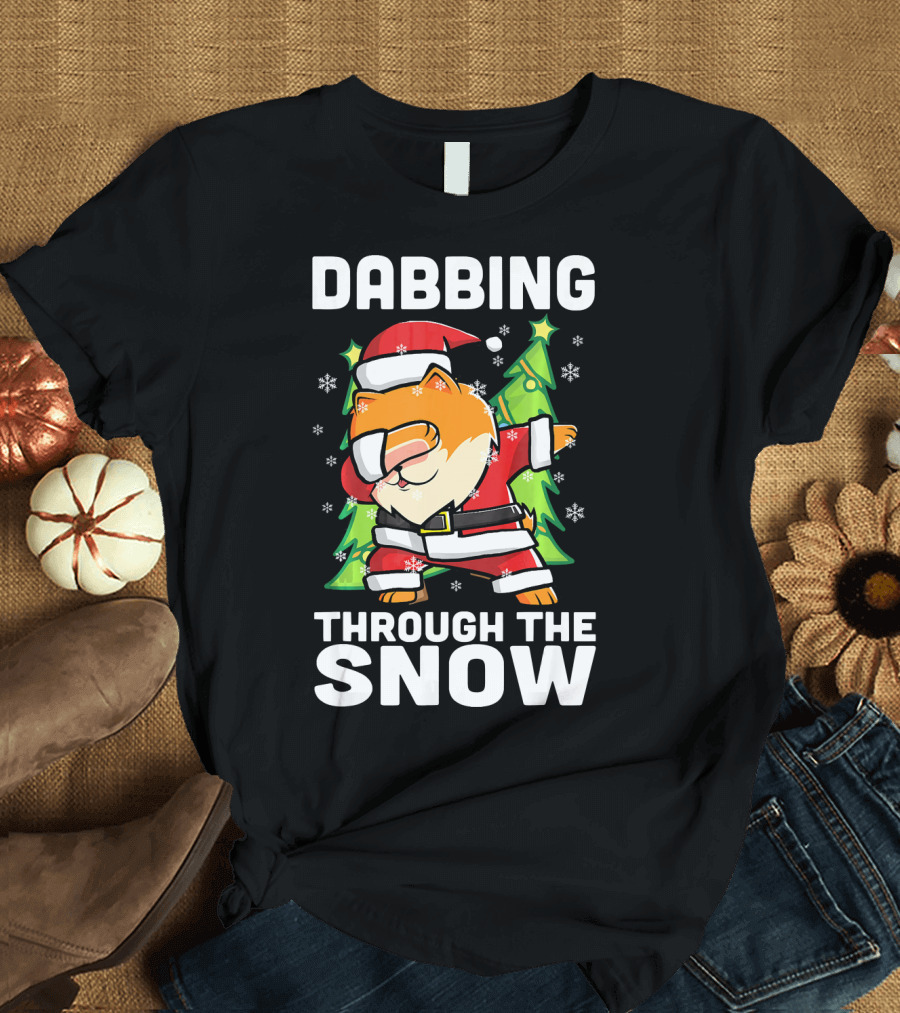 Dabbing Through The Snow Pomeranian Santa Dance T-Shirt