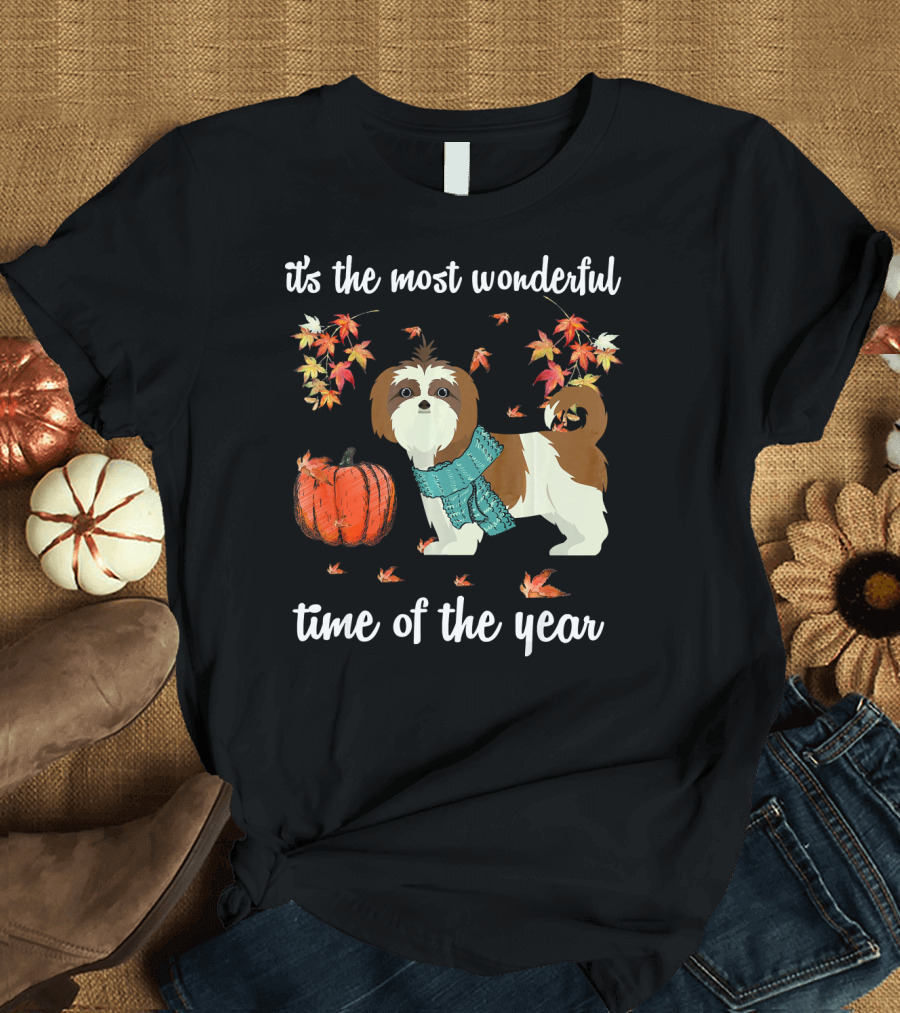 It's the Most Wonderful Time of the Year Shih Tzu Dog Autumn Fall T-Shirt
