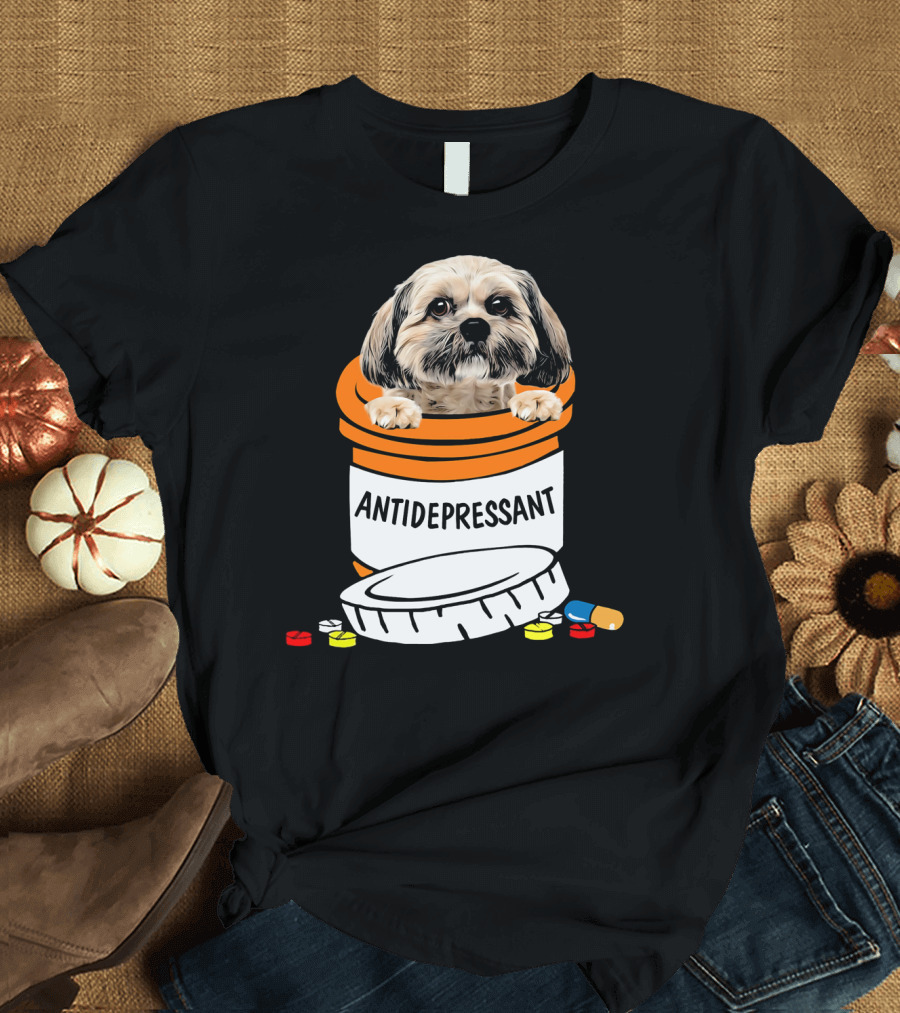 Shih Tzu Antidepressant Prescription Pill Bottle T-Shirt