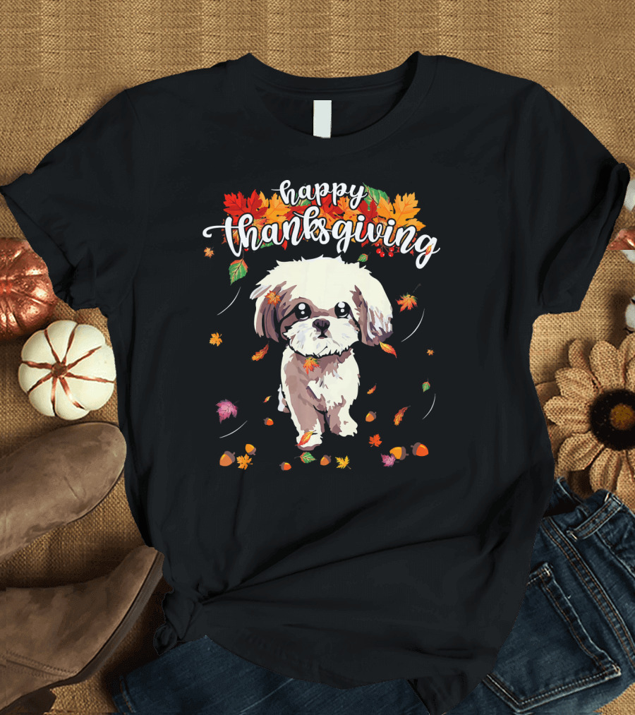 Happy Thanksgiving Cute Shih Tzu T-Shirt
