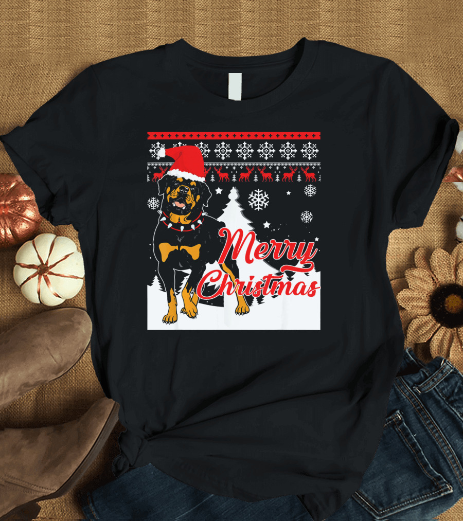 Merry Christmas Rottweiler DOG T-Shirt