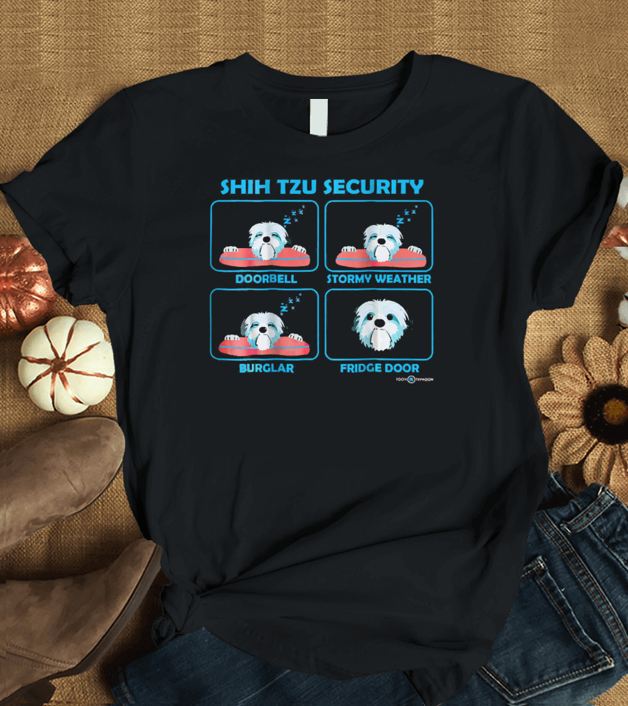 SHIH TZU SECURITY DOORBELL STORMY WEATHER BURGLAR FRIDGE DOOR T-Shirt
