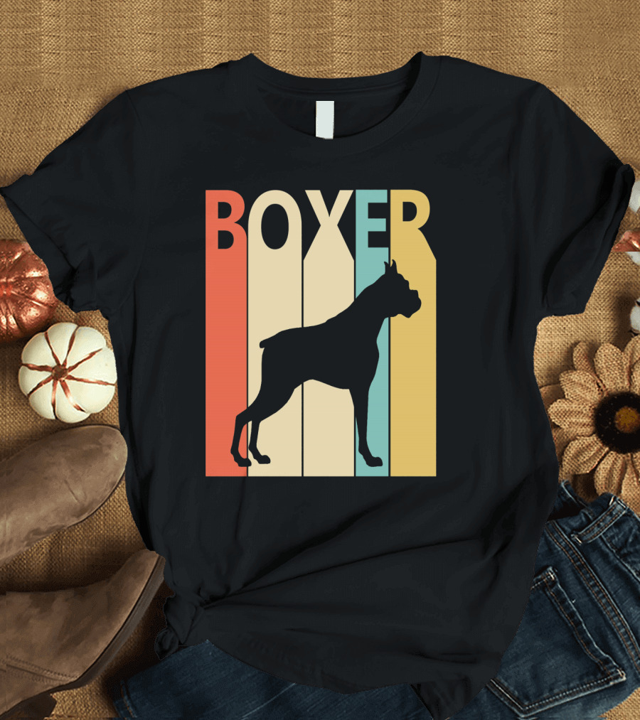 Boxer Silhouette Retro Stripes T-Shirt