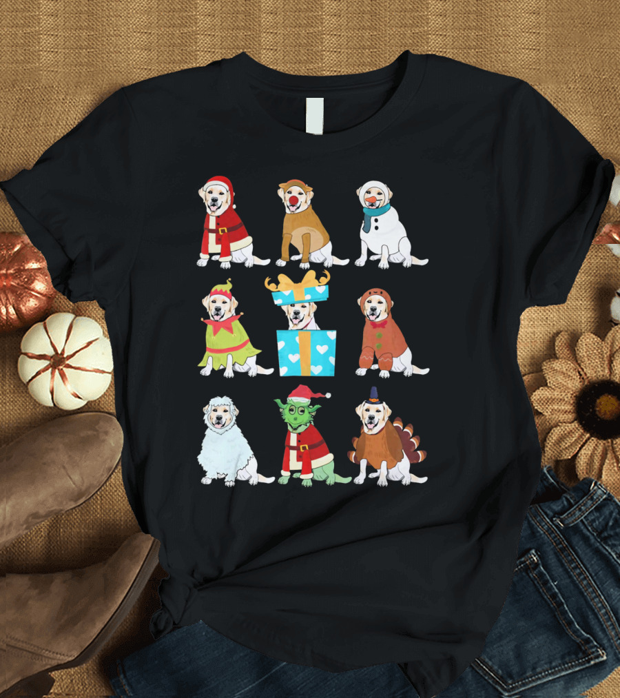 Festive Cute Christmas Labrador in Holiday Costumes Collection T-Shirt