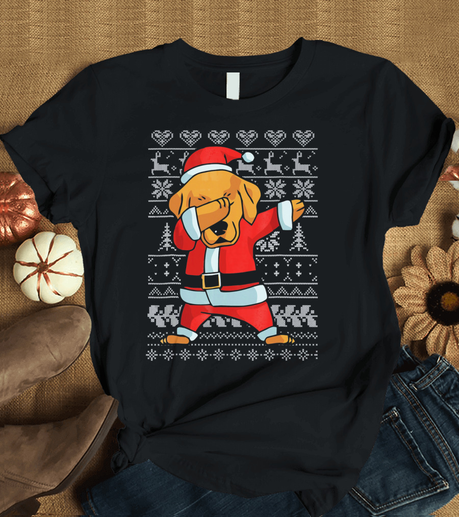 Golden Retriever Santa Dab Dance Christmas T-Shirt