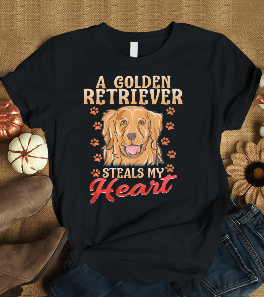 A Golden Retriever Steals My Heart T-Shirt