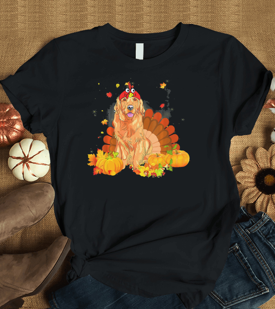 Golden Retriever Funny Turkey Thanksgiving Dog T-Shirt