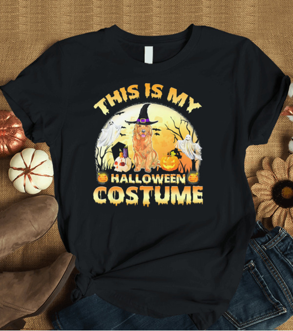 T-Shirt: This Is My Halloween Costume Golden Retriever Dog Witch Pumpkin T-Shirt This Is My Halloween Costume Golden Retriever Dog Witch Pumpkin T-Shirt