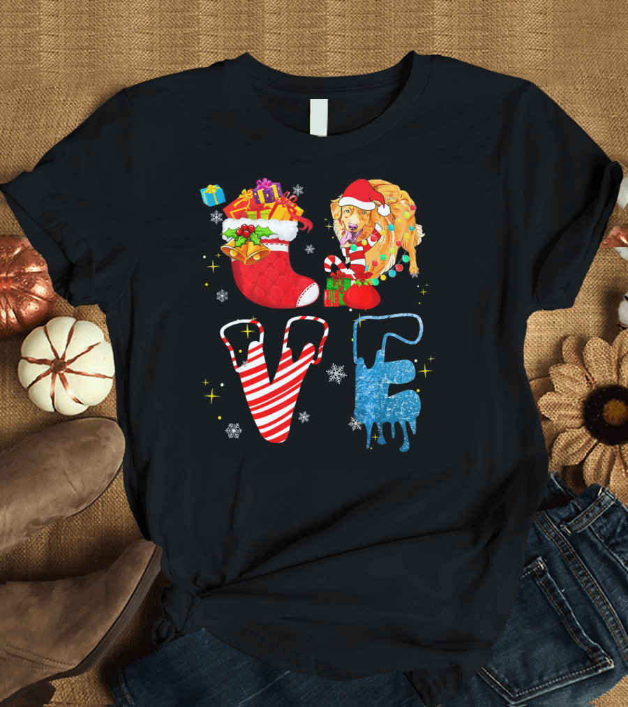Golden Retriever Christmas Love Forever Merry T-Shirt