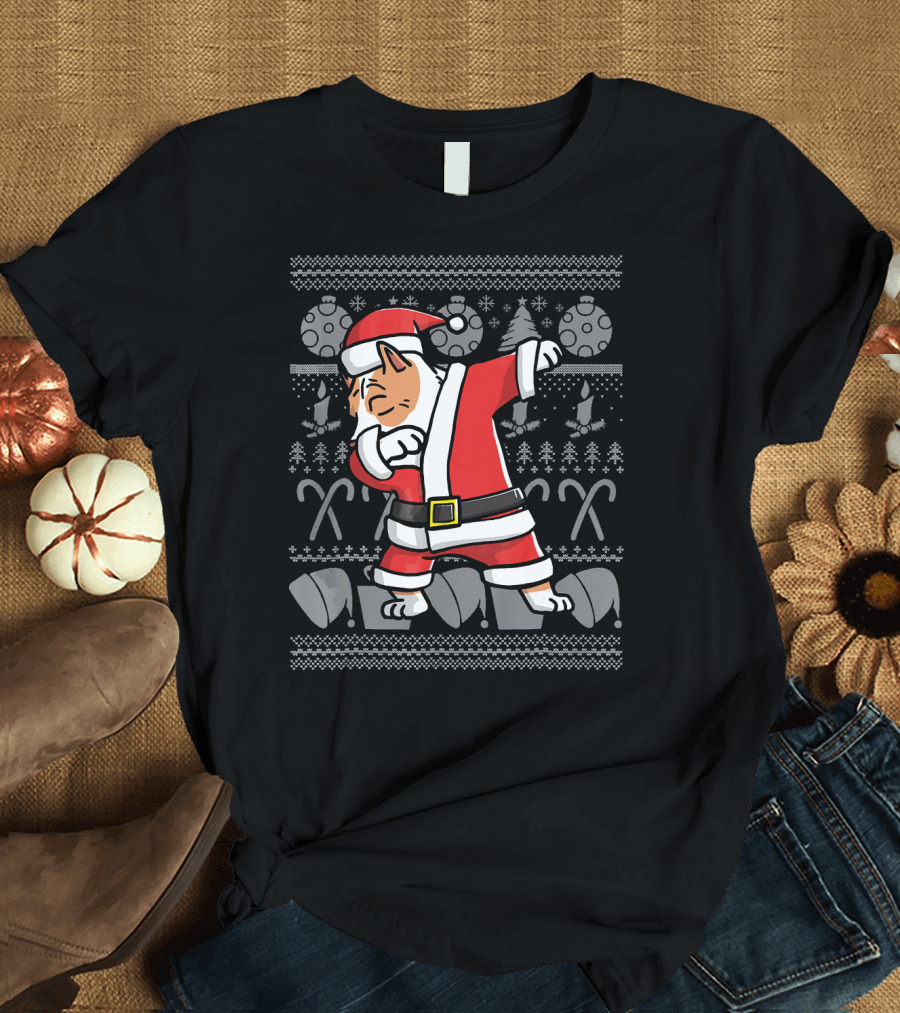 Santa Pit Bull Dabbing Christmas Ugly T-Shirt