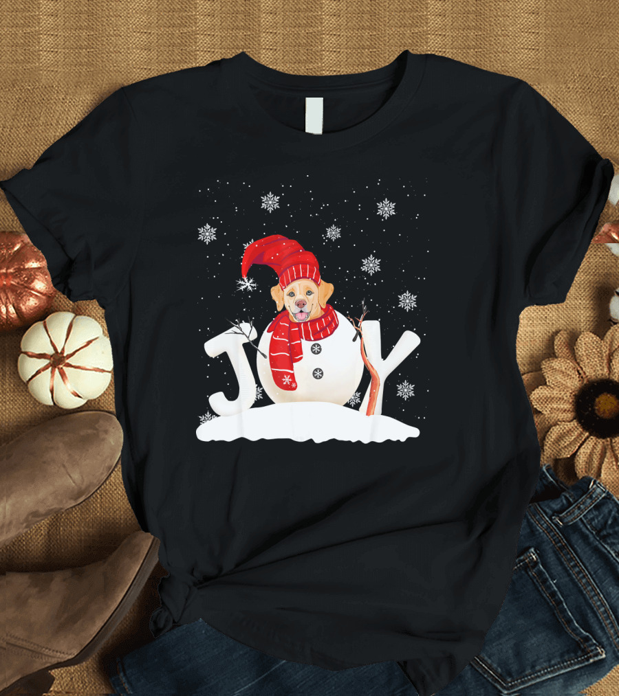Joyful Snowman Golden Retriever Christmas Fun T-Shirt