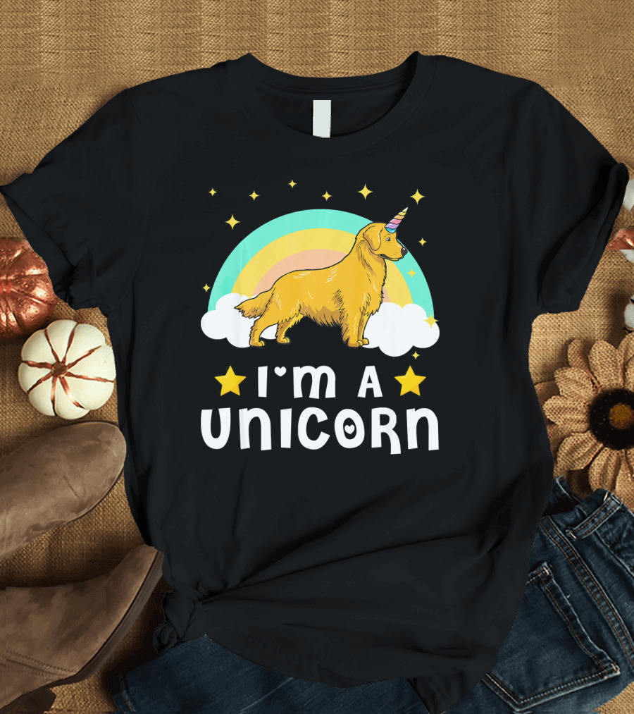I'm A Unicorn Golden Retriever Rainbow Stars T-Shirt