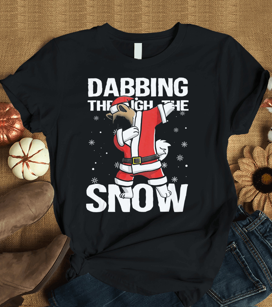 Dabbing Through the Snow Akita Santa Claus T-Shirt