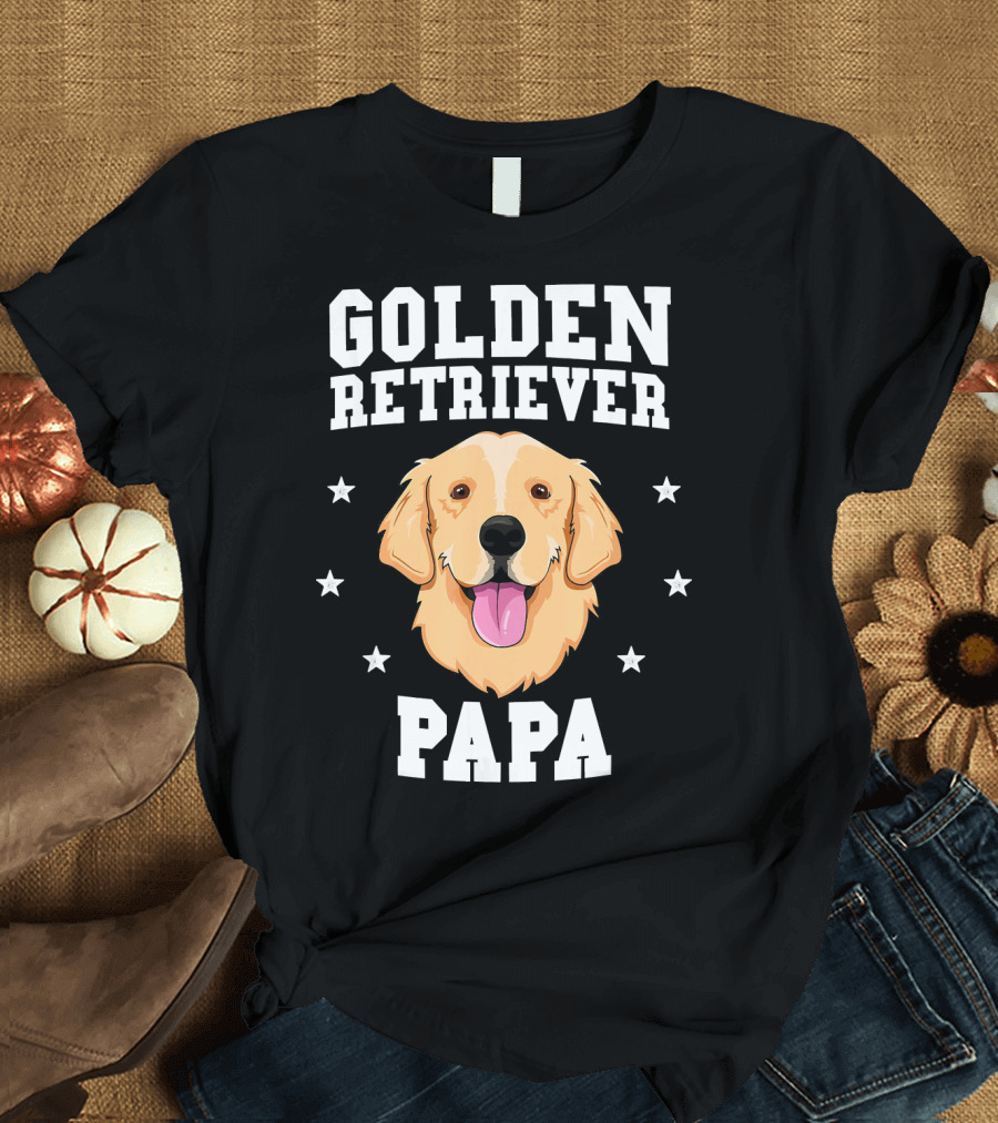 Golden Retriever Papa Dog Star T-Shirt
