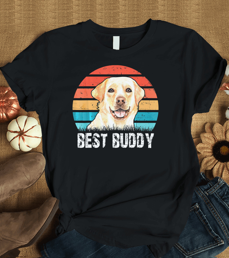 Best Buddy Labrador Retriever Dog Lover Retro Vintage T-Shirt